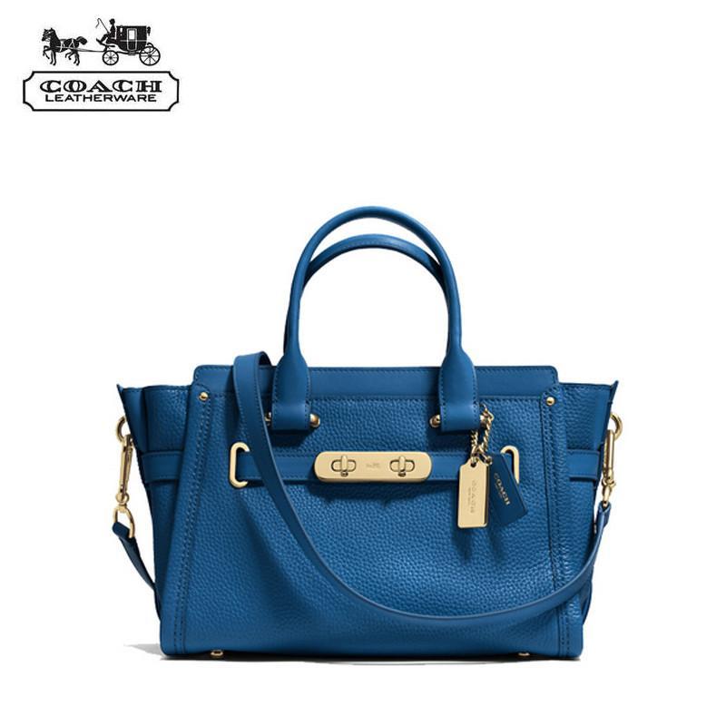 COACH/蔻驰中号女包34816女士单肩手提包 丹宁蓝