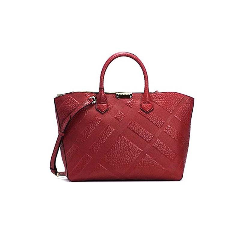 巴宝莉（BURBERRY）中号格纹压花皮革托特包 3938735-60800