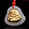 梦克拉Mkela 足金镶和田玉吊坠 佛