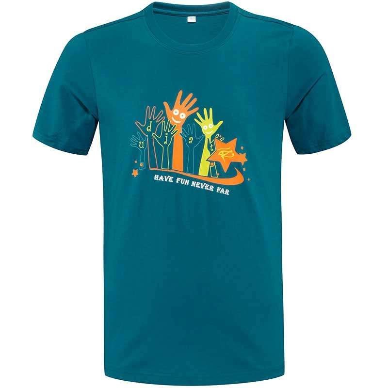 无界 墨水蓝男款圆领印花棉T恤 U151057