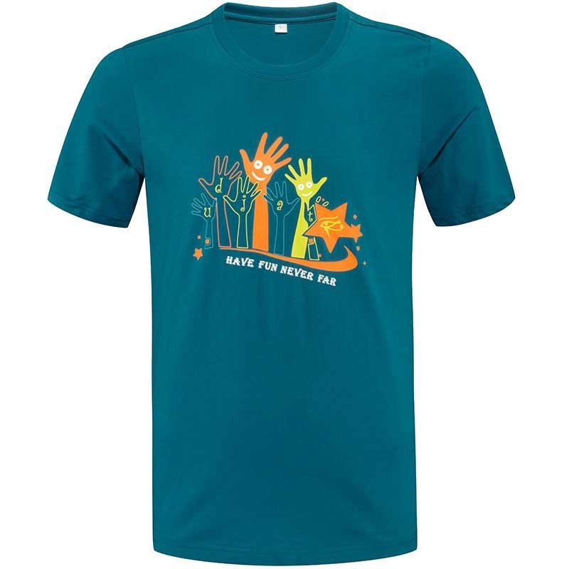 无界 墨水蓝男款圆领印花棉T恤 U151057