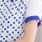 韩缘阁 2015夏装新款韩版女装 波点印花短袖雪纺衫 QY2004 蓝色 S