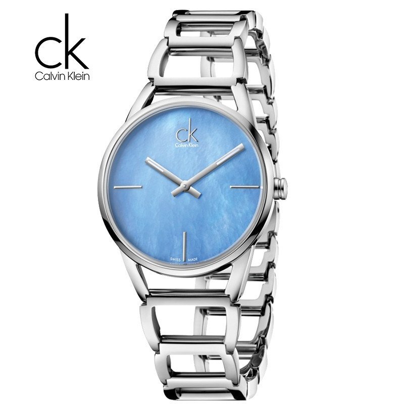 卡尔文·克莱恩(Calvin Klein) 瑞士品牌 时尚手镯款腕表 石英表女 气质女表 K3G23626 蓝色K3G2312N