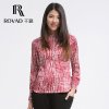 千路真丝衬衫女式长袖格子polo领桑蚕丝丝绸宽松上衣3245156330