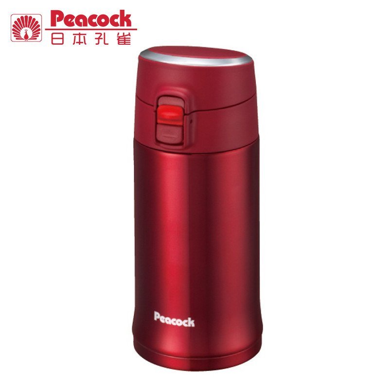 日本孔雀(Peacock)不锈钢真空保温杯AML-35(R)食品钢日本工艺喷涂保温保冷一键开启隔热杯口无异味350ML