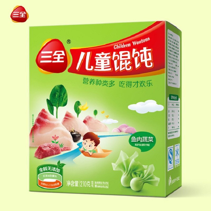 三全儿童馄饨 儿童鱼肉蔬菜馄饨 儿童早餐面点210g