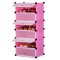亚思特 简易鞋柜 防尘鞋架 组装组合多层树脂简约现代大容量 鞋柜-1列-6层-粉色