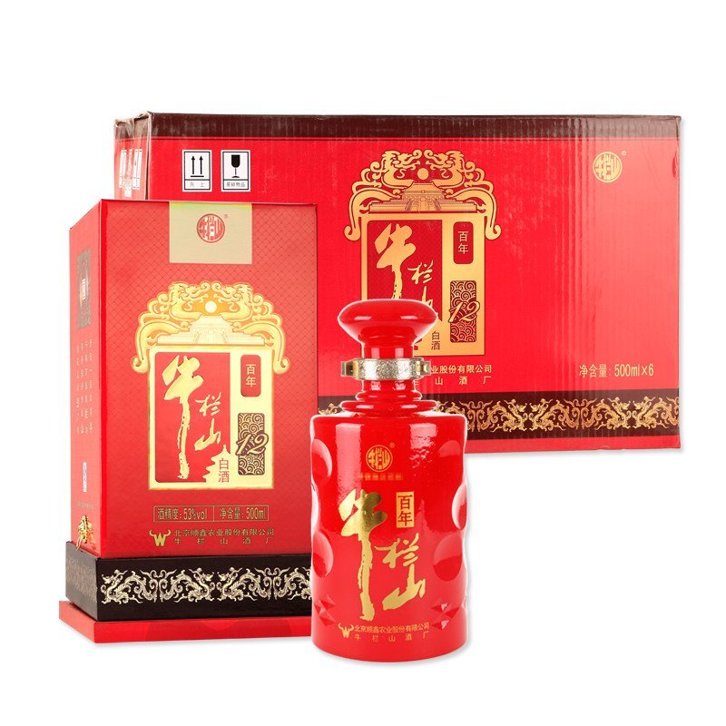 牛栏山 百年红12 53度 500ml*6瓶 浓香型白酒 整箱装