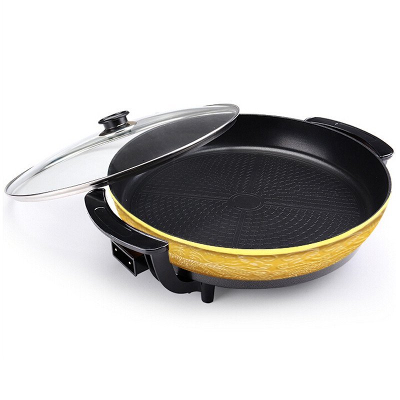 煎炒炖 煮炸样样精通家用加厚电炒锅无烟不粘电煎锅多用电烤锅比萨锅