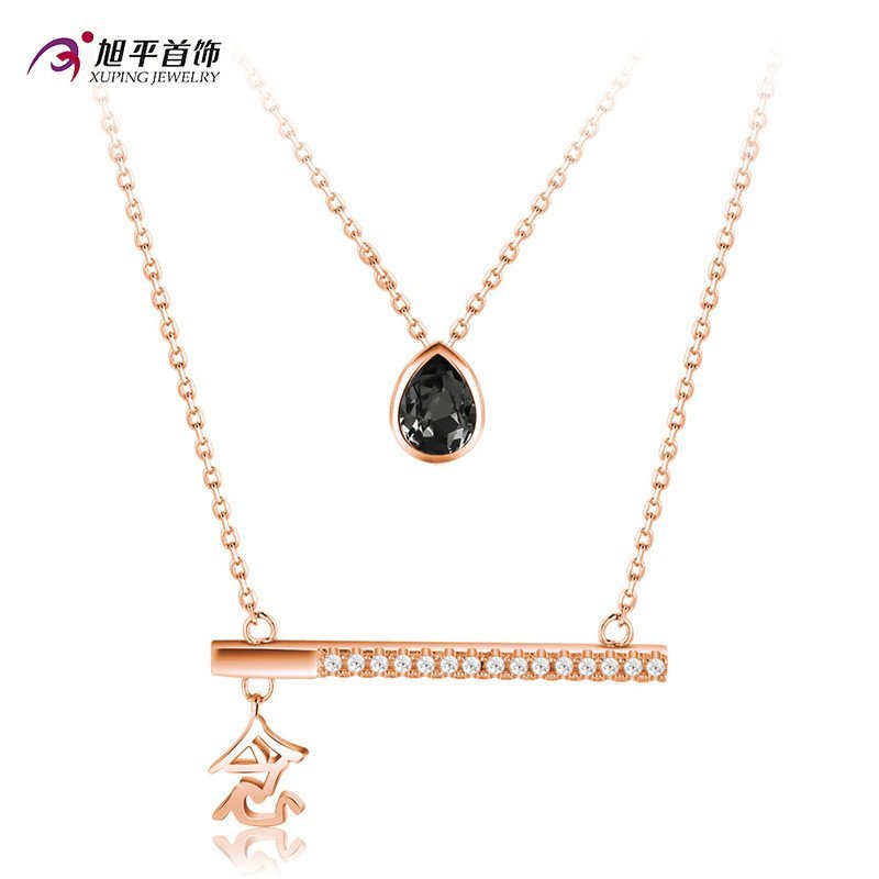 XUPING JEWELRY/旭平首饰日韩时尚人造水晶双层项链 银色夜影