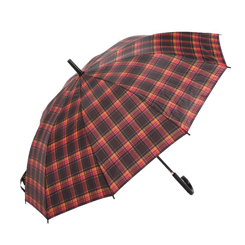 天堂伞170e10骨格纳米强力拒水男士超大伞面半自动直杆伞商务伞晴雨伞商务格子伞 红黑格子