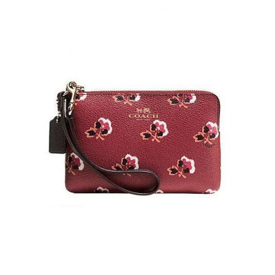 coach/寇驰 樱桃红山茶花小手包手拿腕包钱包f53430 樱桃红