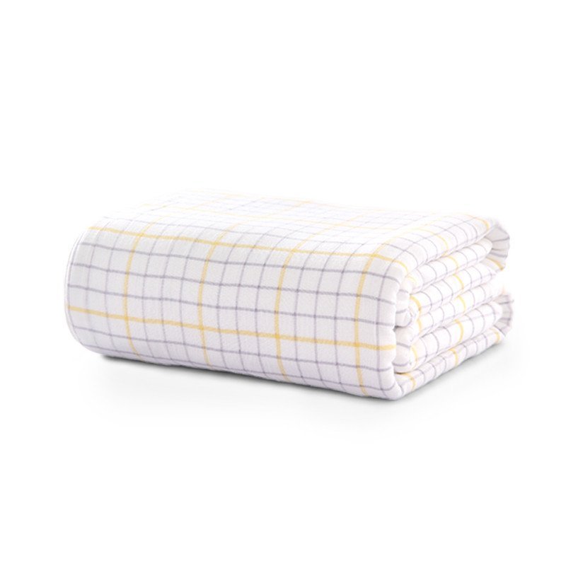 图强 灰黄纱布格子纯棉毛巾被 婴儿童 单双人夏季毛巾毯空调盖毯 150*210cm 米色