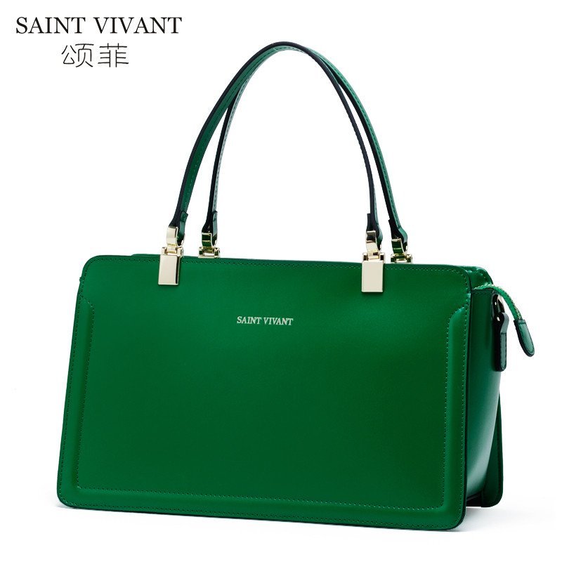 颂菲新款牛皮女士包包 时尚潮流单肩斜跨手提真皮女包 绿色53L101-1G