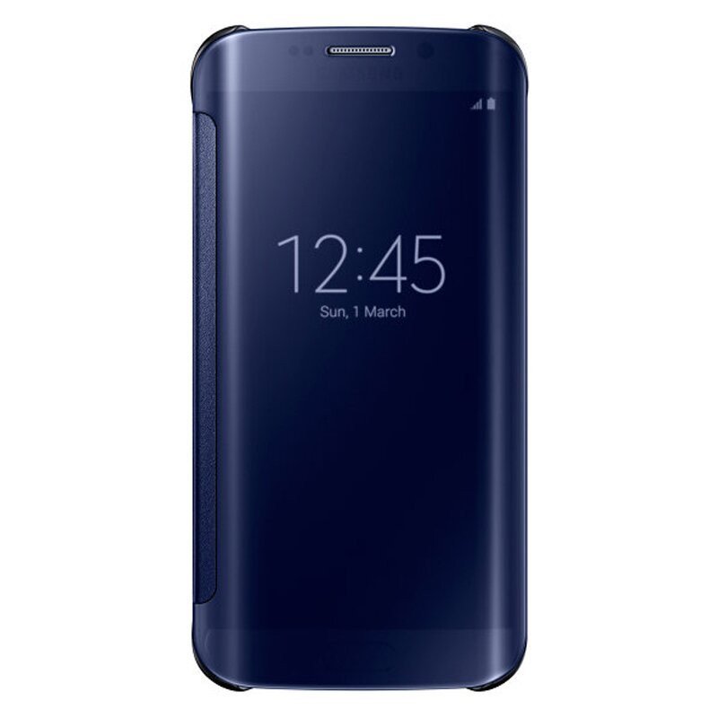 三星S6 edge原装保护套 S6原装手机套 S6双曲面屏镜面智能皮套 银色 镜面黑