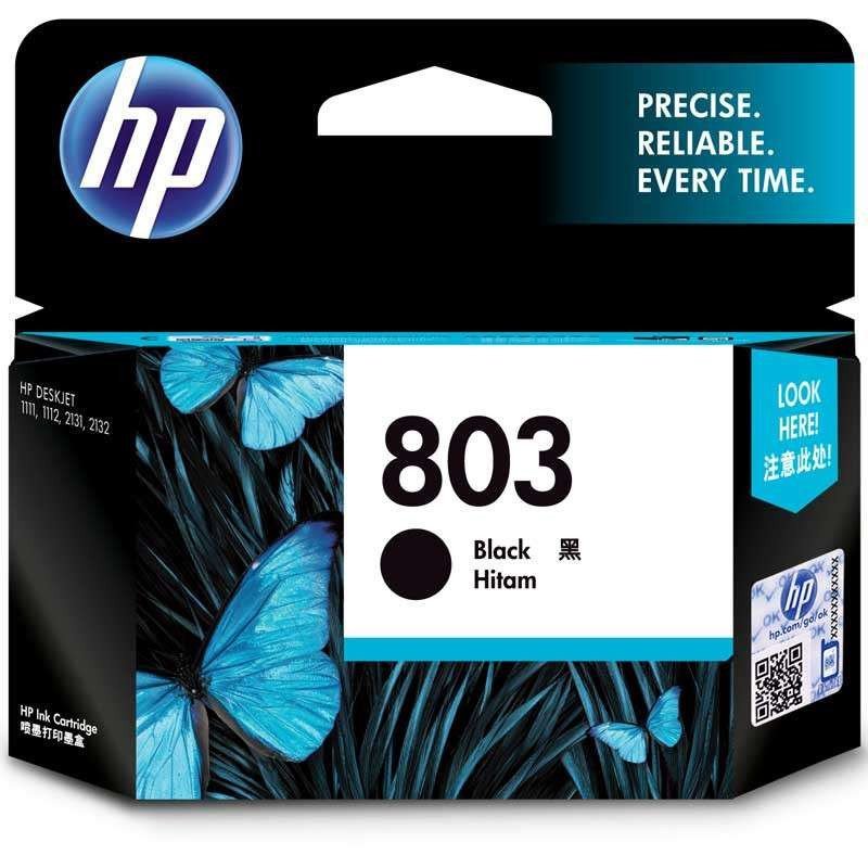 惠普 HP 803 黑色经济适用墨盒（适用DJ 1111, 1112, 2131, 2132, 2621, 2622） 803黑色约打印155页
