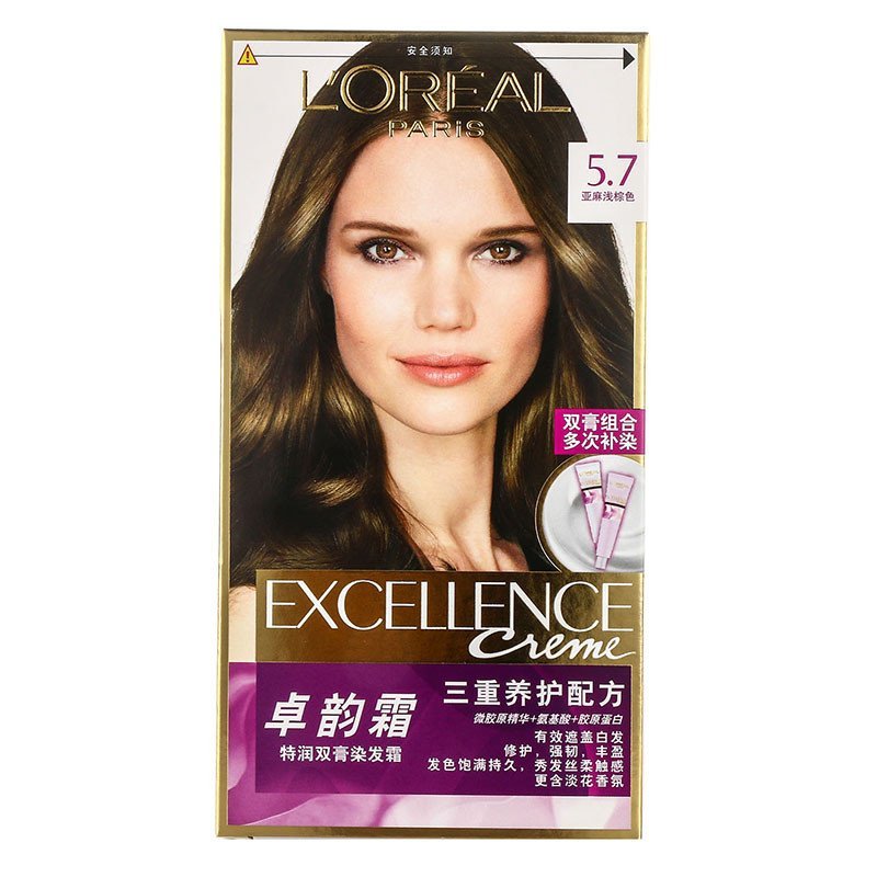 欧莱雅（LOREAL）卓韵霜特润双膏染发霜 #5.35金红褐浅棕色 48g*2+12mL+60mL