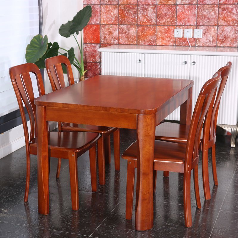 乐庭家具 餐桌 中式实木餐桌椅套装 橡木餐桌餐椅组合 饭桌 餐桌 包配送安装 餐椅两把装