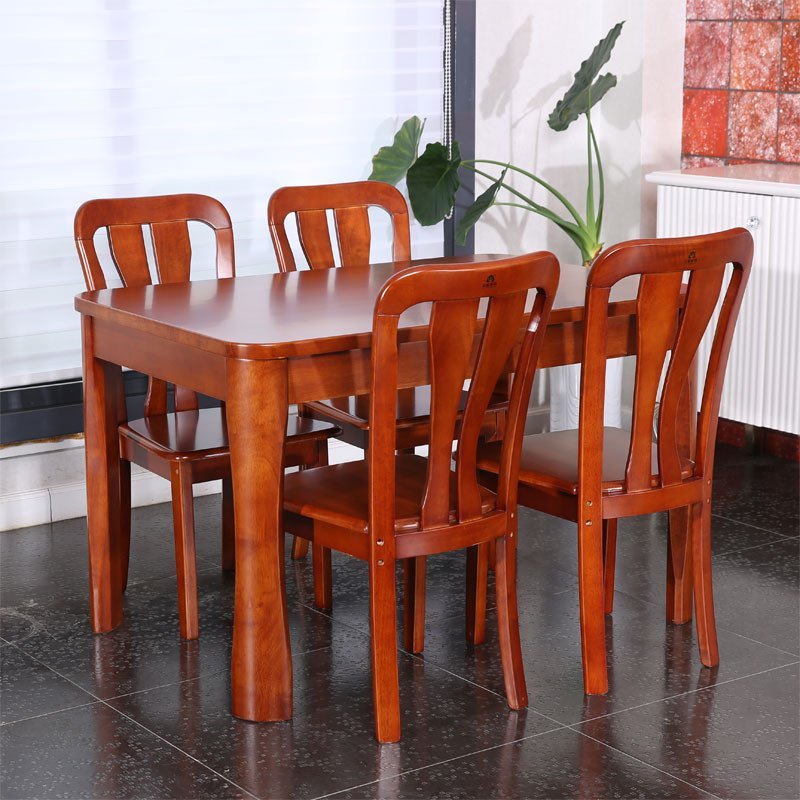 乐庭家具 餐桌 中式实木餐桌椅套装 橡木餐桌餐椅组合 饭桌 餐桌 包配送安装 餐桌