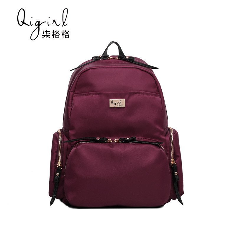 QIGIRL 柒格格 大容量尼龙配皮情侣双肩包 时尚休闲女士男士双肩包 电脑包 背包 旅行包 2753