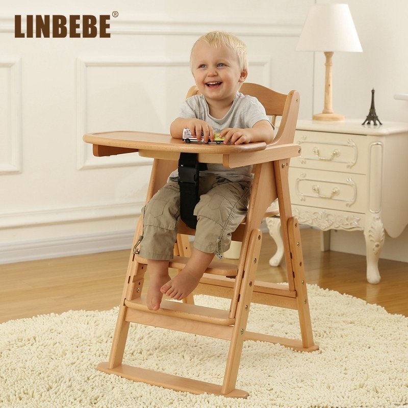 霖贝儿(LINBEBE)爱贝系列宝宝餐椅多功能婴儿餐椅儿童餐椅实木折叠餐椅婴儿餐椅便携