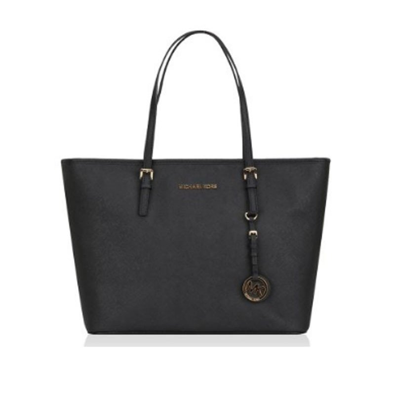 Michael Kors 迈克·柯尔 Jet Set系列 女士真皮logo标志手提包30S4GTVT2L 黑色