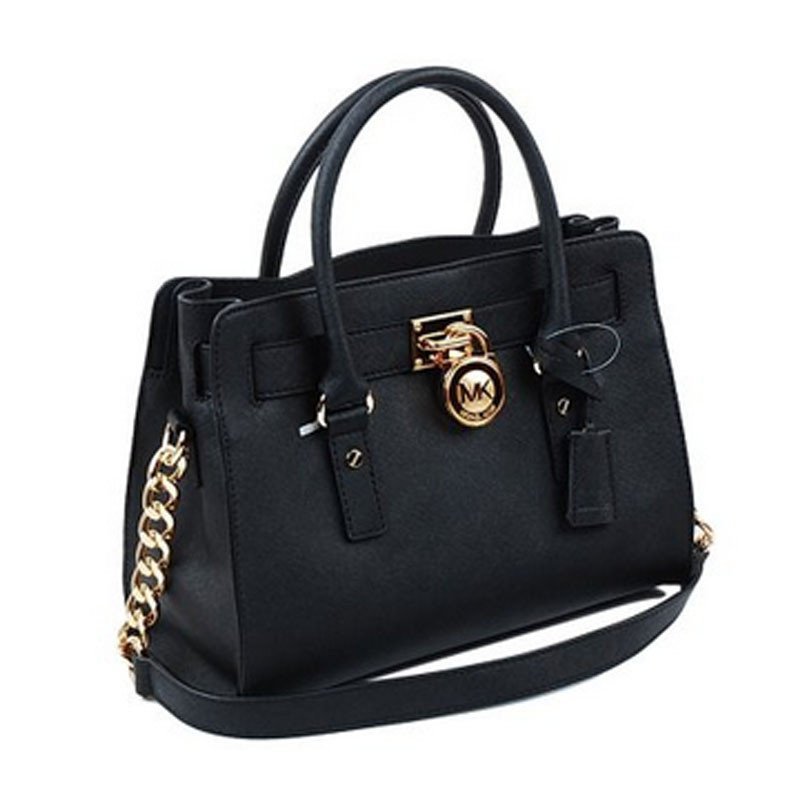 Michael Kors 迈克.科尔斯MK女士汉密尔顿中码锁头包5色选 30S2GHMS3L 黑色 黑色