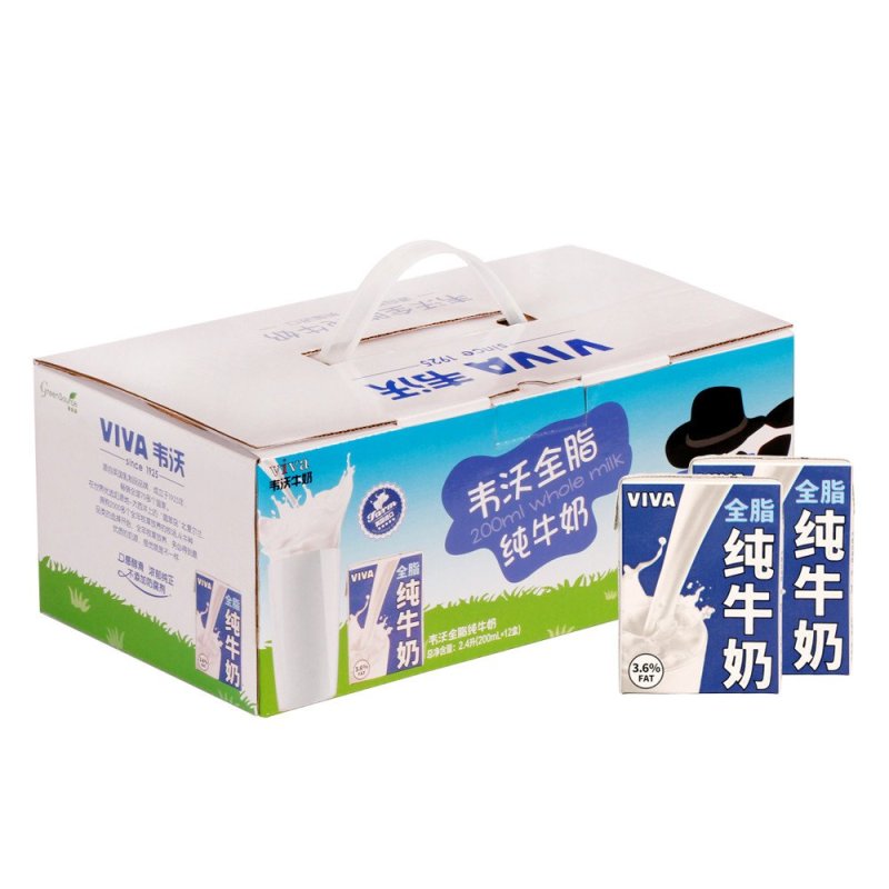 【苏宁自营】韦沃（VIVA）全脂纯牛奶200ML*12（礼盒装）英国进口