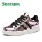 SENMA/森马2016春季新品纯色镜面板鞋女韩版潮流休闲鞋系带圆头 亮粉色 36码