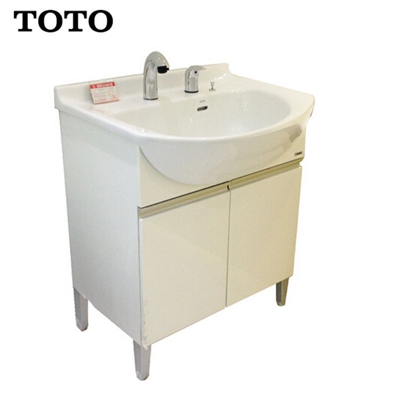 TOTO洁具卫浴 落地式洗脸化妆台 LDSW753K/W 浴室柜 梳洗柜带龙头DL319C2 大陶瓷台盆 0.75M LDSW753W