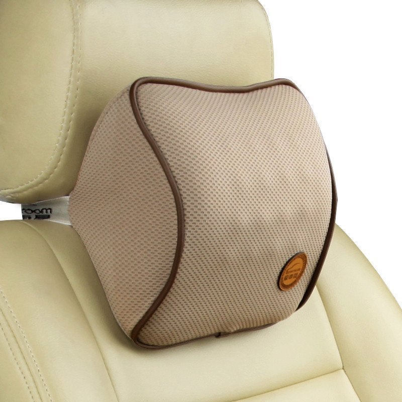 爱车屋(ICAROOM)汽车头枕颈枕记忆棉 车用护颈枕车载靠枕 车用记忆棉头枕车枕 杏色-头枕1个