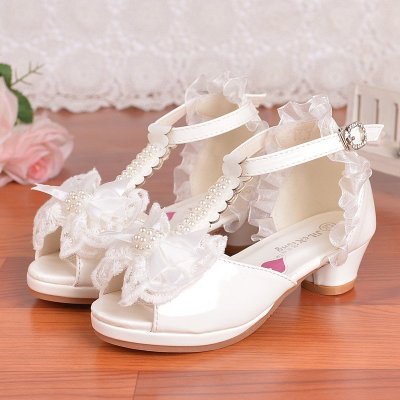 2016新款夏季儿童凉鞋韩版高帮女童高跟凉鞋珍珠女孩公主跟鞋 白色 30