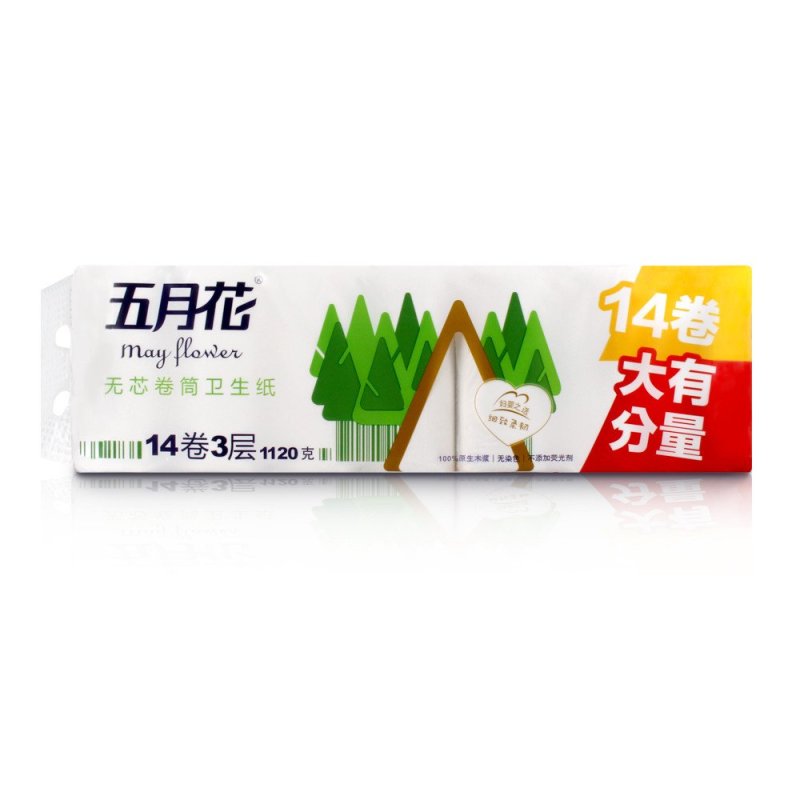 五月花 卫生纸 纯厚经典3层无芯卷纸80g*14卷