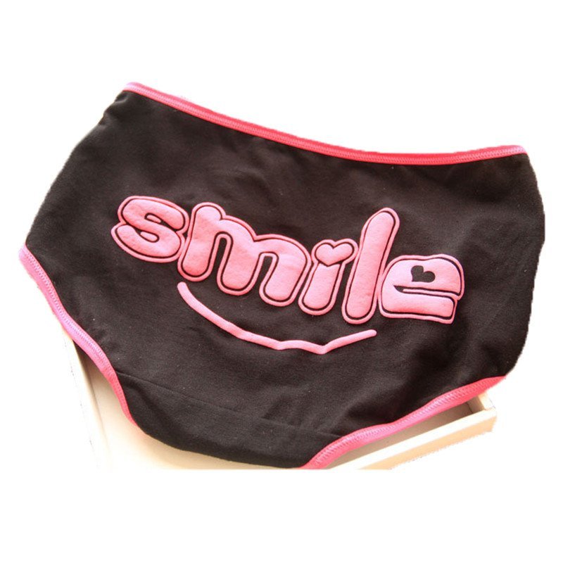 佐鞋佑穿 中腰大码 smile笑脸全棉女士内裤 可爱卡通印花内裤 女式