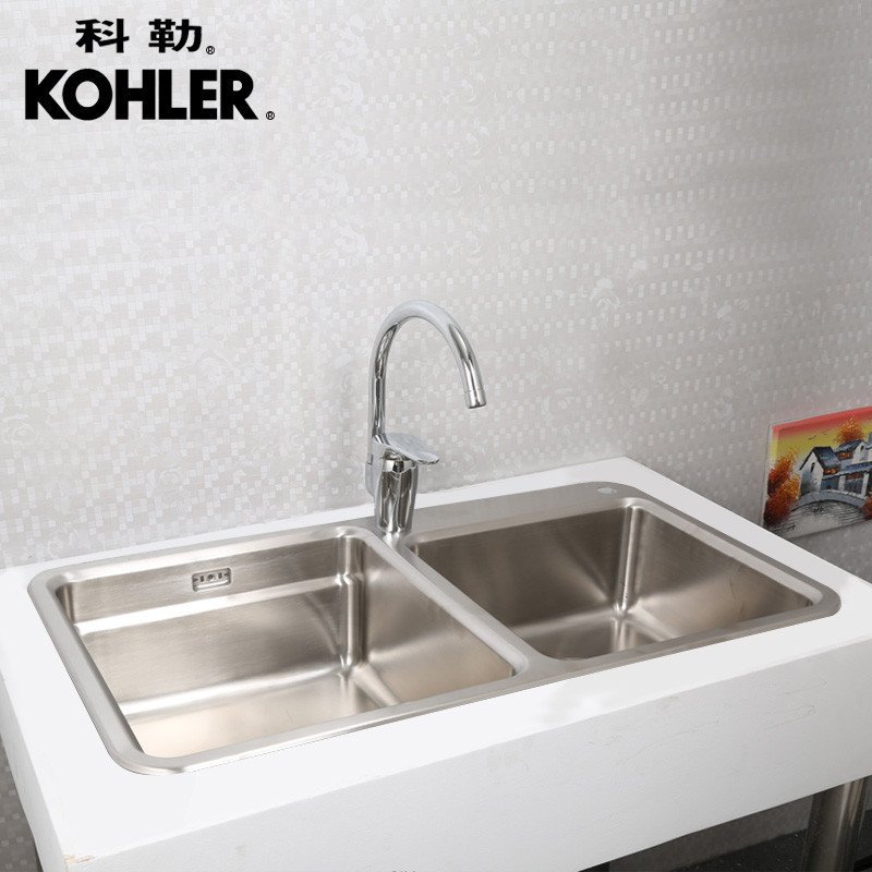 科勒(KOHLER)飘丽诗大小槽水槽厨盆K-98683T-2FD-NA 单个水槽