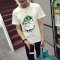 丹杰仕 2016夏款卡通T恤男大码 文艺范小清新男装棉T恤 4XL 白色