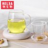 物生物（RELEA）带盖玻璃杯水杯创意过滤蘑菇杯子茶杯恒温宝套装 保温60℃