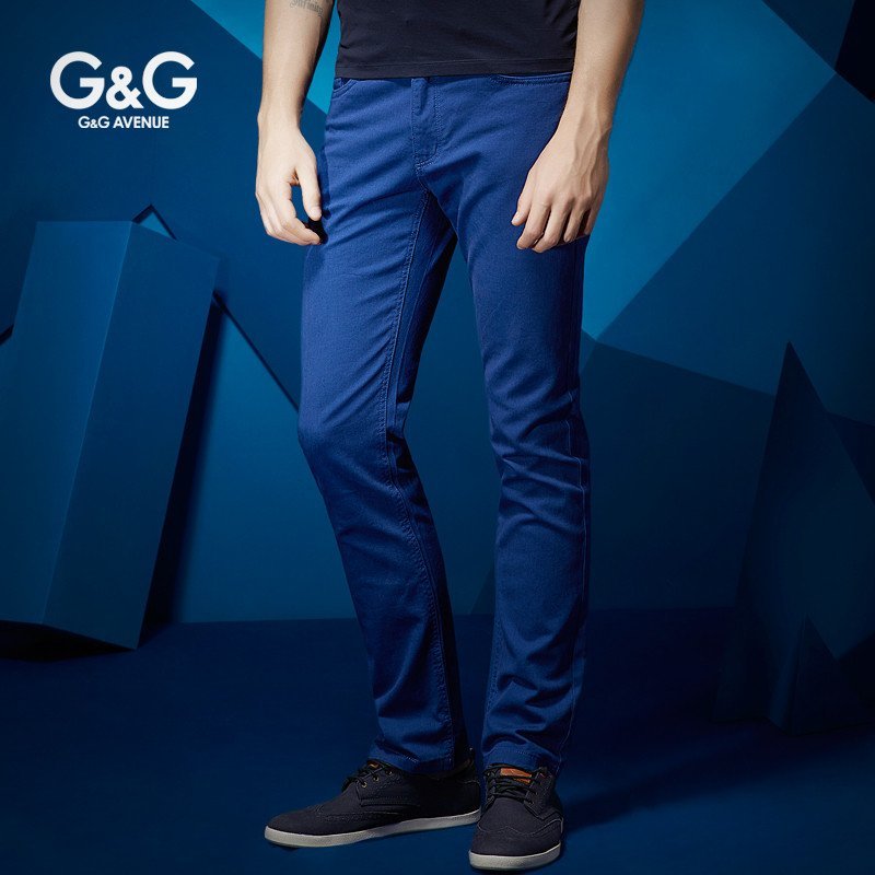 G＆G男装彩色牛仔裤百搭弹力纯色男裤休闲裤男修身直筒长裤子韩版 31 艳兰