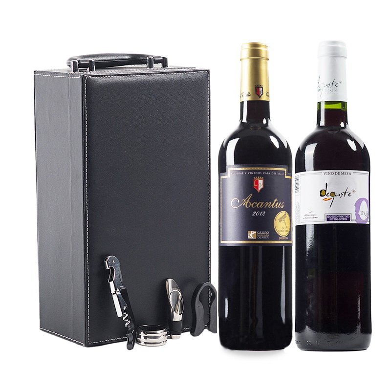 西班牙进口红酒 葡萄酒两瓶礼盒装（德古斯特干红750ml*1+爱肯特斯干红750ml*1）