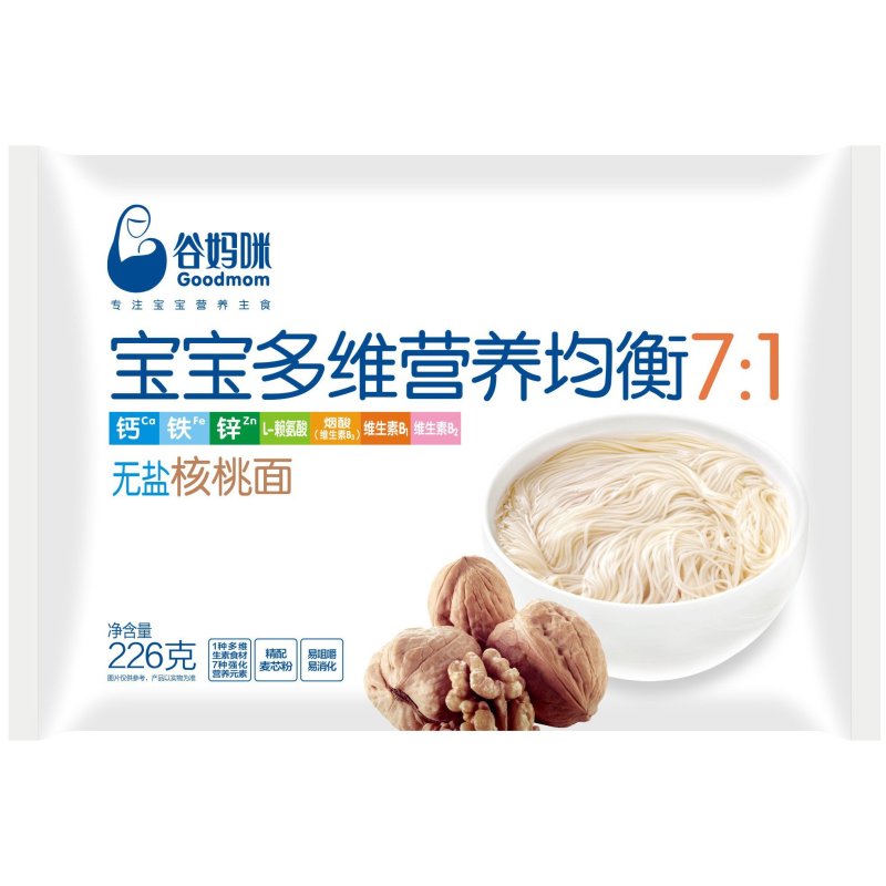 谷妈咪宝宝多维营养均衡7：1无盐核桃小面条226g