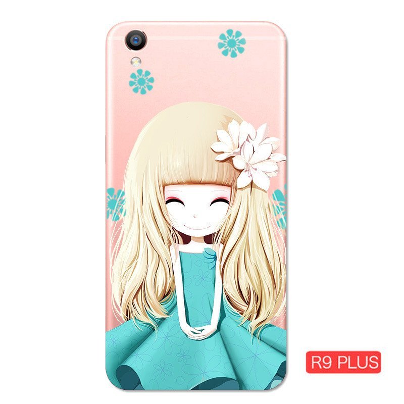 手机壳 保护壳 oppo r9plus手机套 保护套 软壳 硅胶套卡通 木槿姑娘