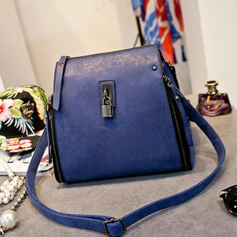 薇思黛 2016新款 韩版潮流时三用包多功能背包女士单肩包学院风女包休闲百搭的双肩包 法国蓝