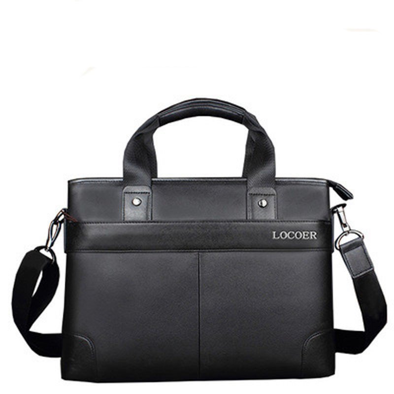 薇思黛 2016新款 男士手提包横款男包商务男单肩斜挎包公文皮包男士包包 黑色小号