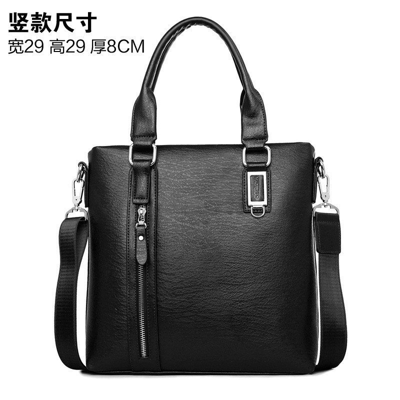 薇思黛 2016新款 欧美潮电脑包公文男包男士包手提包时尚休闲包 黑色竖版