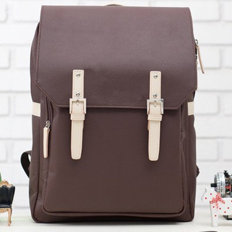 薇思黛 2016新款 韩版新款复古学院风双肩包甜美女时尚休闲潮学生背包书包 咖啡色