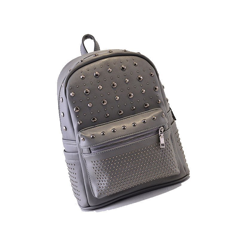 薇思黛 2016新款 韩版休闲书包时尚旅游背包铆钉双肩包 深灰色