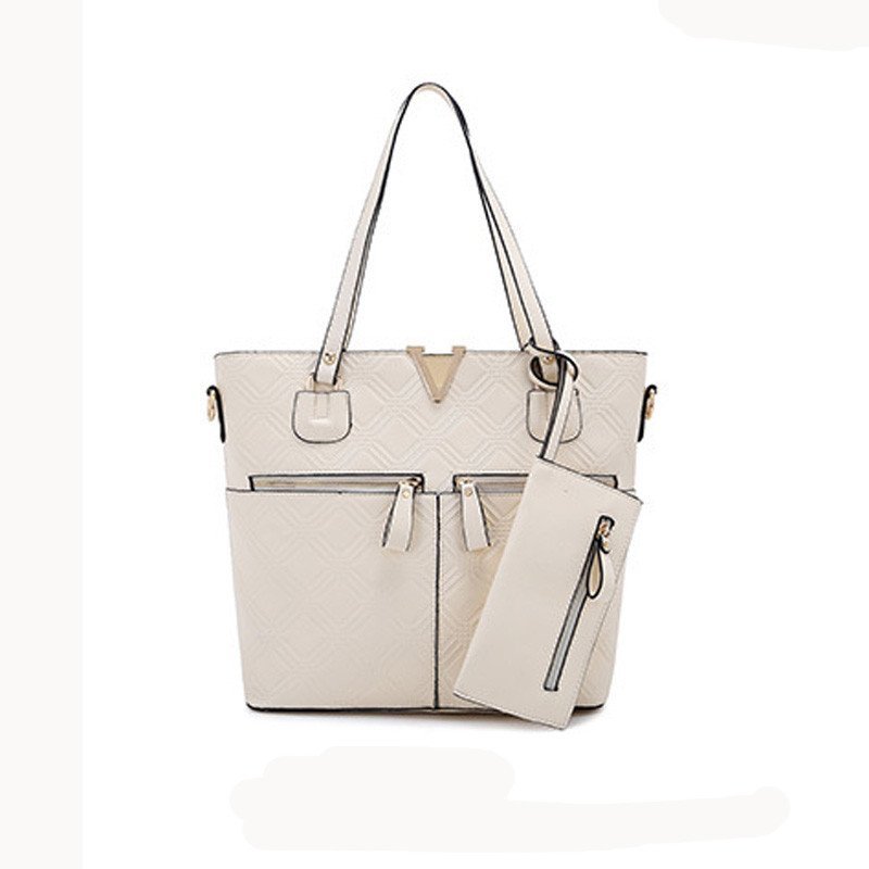 薇思黛 2016新款 欧美风范女士包PU皮压花笑脸包手提单肩斜跨包包女包 米白色