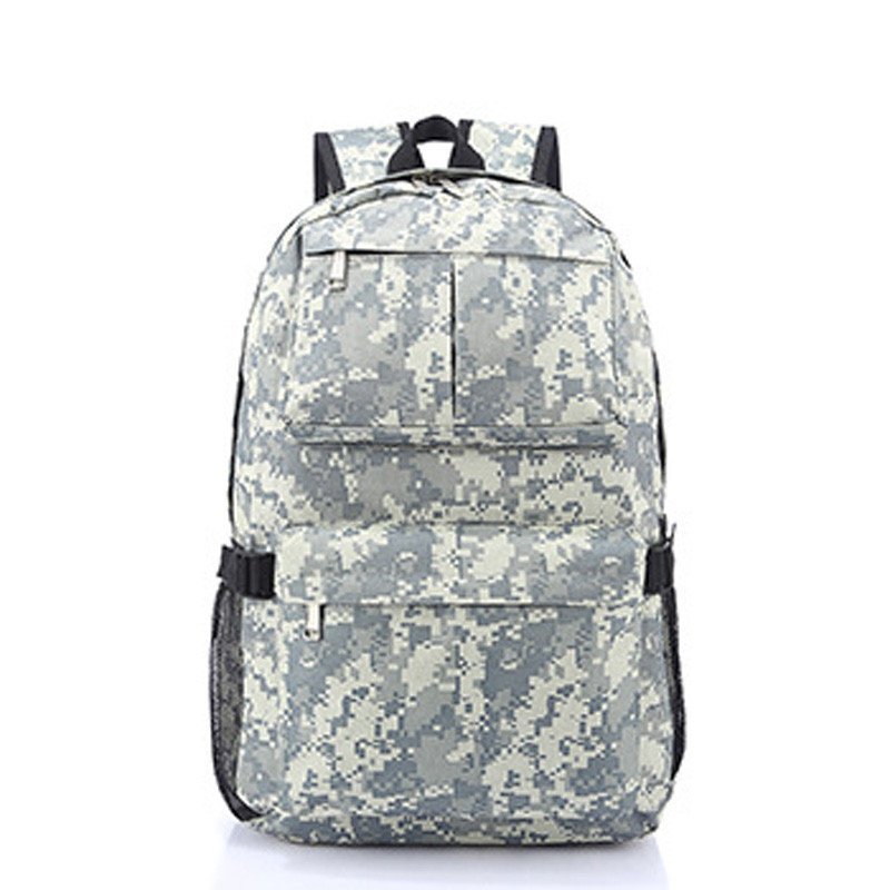 薇思黛 2016新款 迷彩时尚双肩包休闲大容量防水男女士背包学生书包 数码灰白色