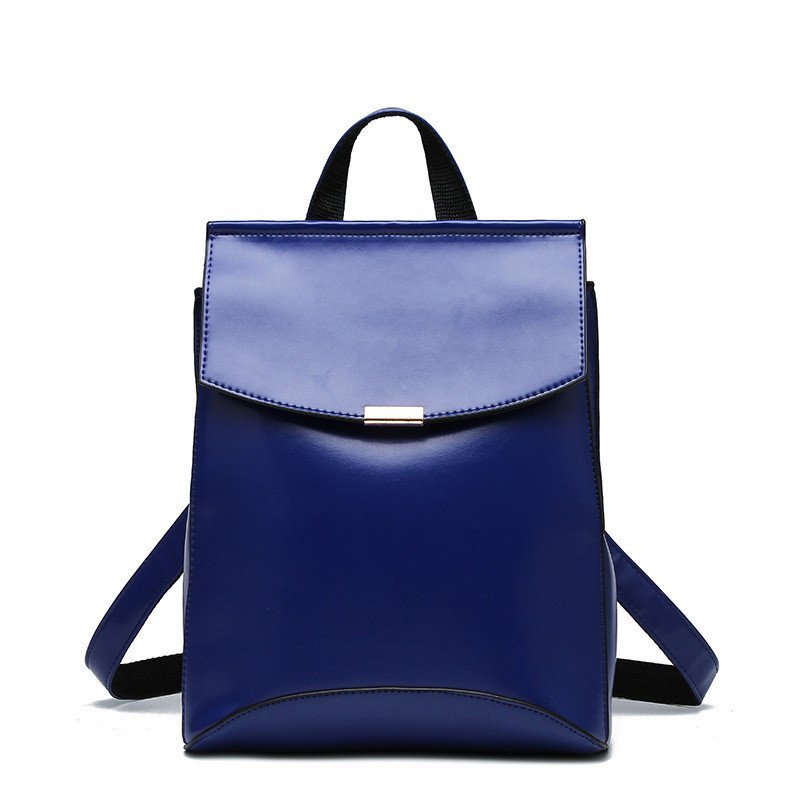 薇思黛 2016新款 双肩背包女韩版潮休闲学院风书包旅行PU皮两用背包 宝蓝色