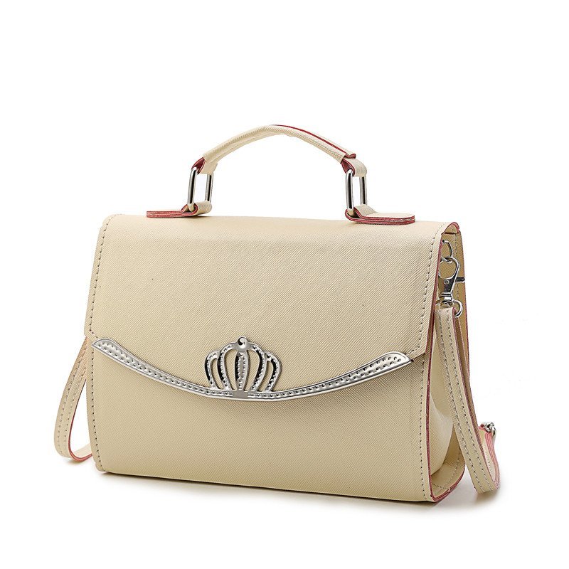 薇思黛2016新款潮女士包包欧美女包斜跨单肩包手提包 米白色